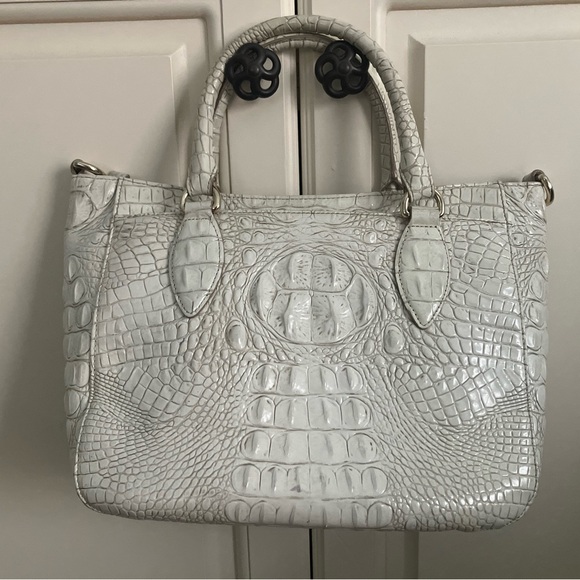 Brahmin Melbourne Ivory White Crocodile Embossed Handbag Satchel - Picture 4 of 8